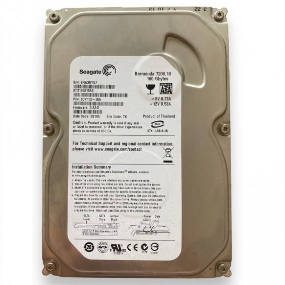 Seagate, 160 GB, Sata - 3.5 inç Masaüstü Harddisk, Model No - ST3160815AS