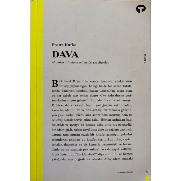 Dava - Franz Kafka  Turkuvaz Kitap Yayınları  34,50 TL - eskicievi.com'da