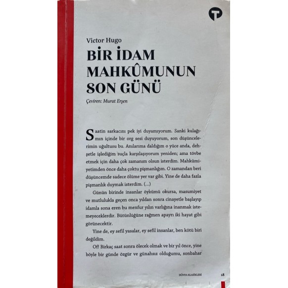 Bir idam Mahkumunun Son Günü - Victor Hugo  Turkuvaz Kitap Yayınları  30,00 TL - eskicievi.com'da