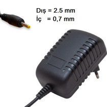 5V 2A Tablet Şarj Adaptörü, Dış 2.5 mm - iç 0.7 mm