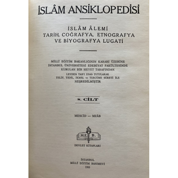 islam Ansiklopedisi Cilt 8 - Mescid Mzab - Milli Eğitim Bakanlığı  Milli Eğitim Bakanlığı Yayınları  77,40 TL - eskicievi.com'da