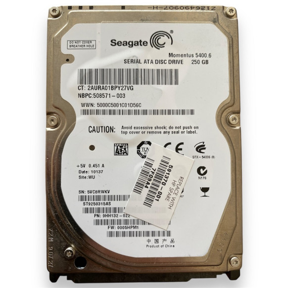 Seagate, 250 GB, Sata - 2.5 İnch Notebook Harddisk, Model No - ST9250315AS