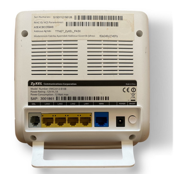 TTnet  Zyxel WMG3312-B10B - VDSL2 Modem