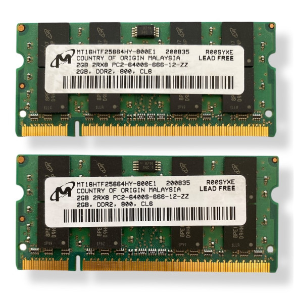 Micron 2X2 - 4 GB 800 Mhz Notebook Ram Bellek - Model : MT16HTF25664HY-800E1