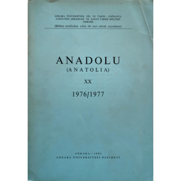 Anadolu (Anatolia) 1976 - 1977 Sayı XX - Nimet Öztunç  Ankara Üniversitesi Yayınları  40,00 TL - eskicievi.com'da