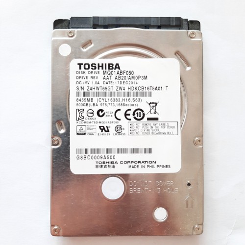 Toshiba, MQ Serisi 500 GB, Model No - MQ01ABF050, Sata Notebook Harddisk