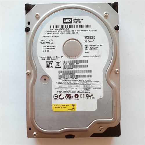 Western Digital, 80 GB, Sata - 3.5 inç Masaüstü Harddisk, Model No - WD800BD