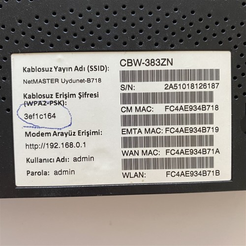 Netmaster Uydunet Docsis 3.0 Modem - CBW-383ZN