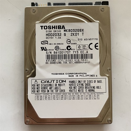 Toshiba, 80 GB, Model No - MK8032GSK, Sata Notebook Harddisk