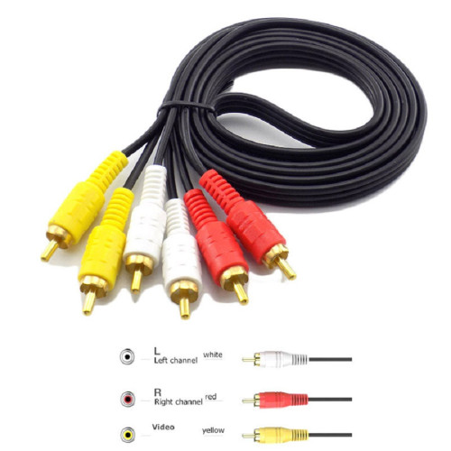 3 RCA Giriş - 3 RCA Çıkış 1 Metre Ses ve Görüntü Ara Kablosu