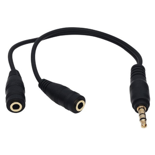 3.5 mm Stereo Kulaklık Fişi Çoklayıcı 1xErkek 2xDişi 16 Cm Kablo