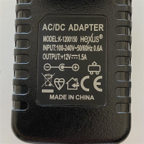 Hexus 12 Volt -1.5 Amper Model K1200150 Adaptör. Dış : 5.1 mm - İç : 2.1 mm Uç Boyutu