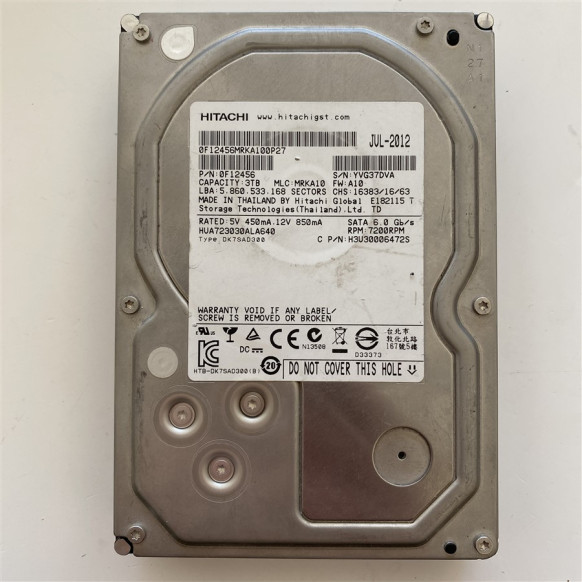 (Arızalı) - Hitachi, 3 TB, Model No - HUA723030ALA640, SN-YVG37DVA - iDE Masaüstü Harddisk